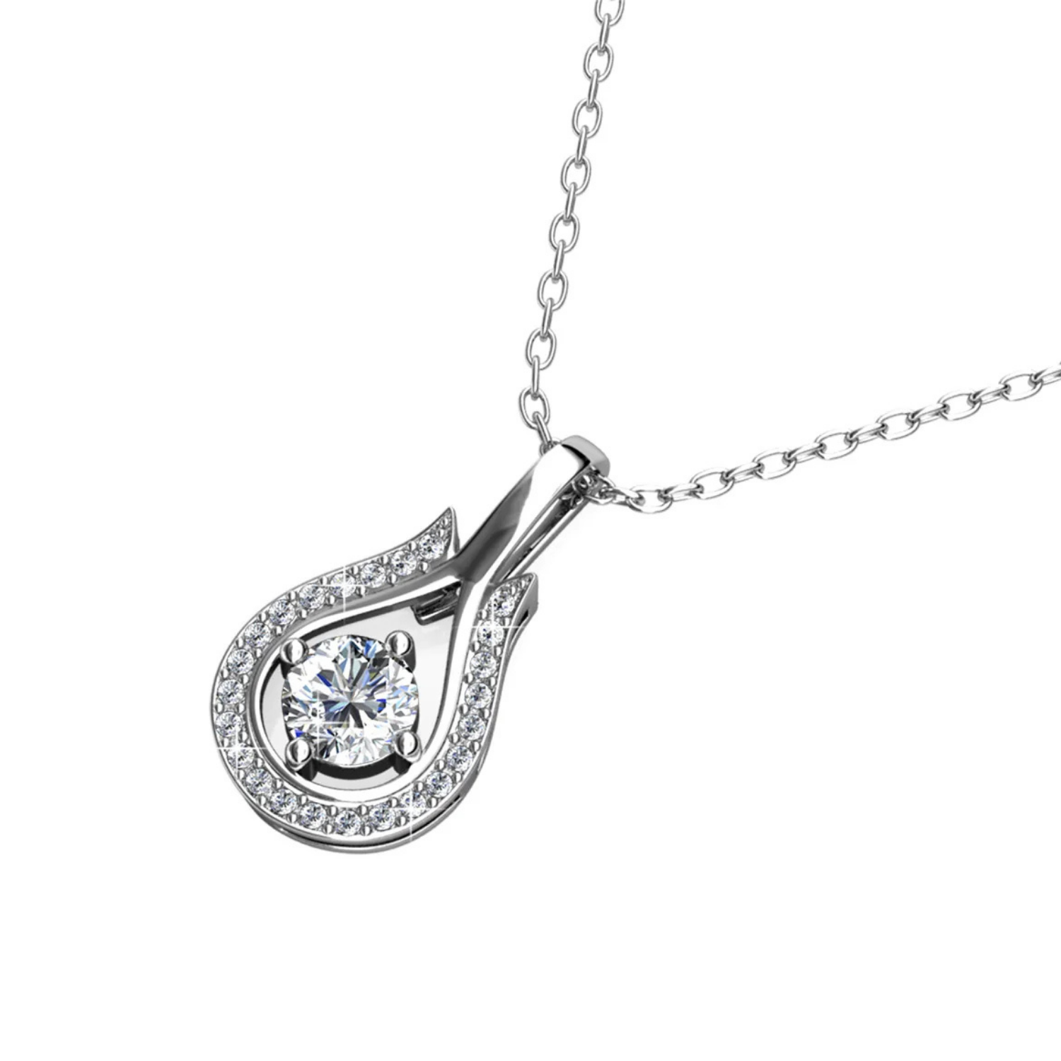 Bernadette 18k White Gold Plated Tear drop Necklace with Swarovski Crystals