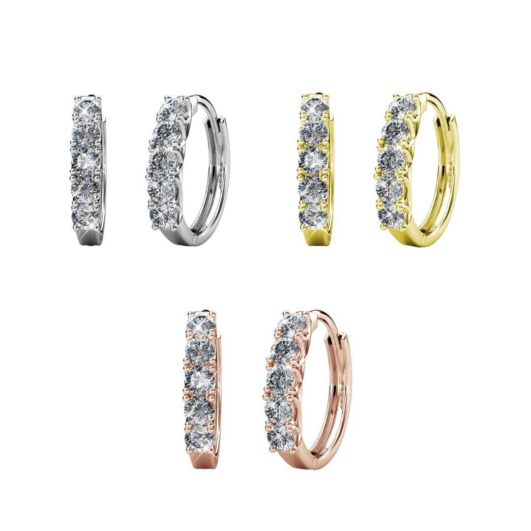 Bethany 18k White Gold Plated 15mm Hoop Crystal Earrings with Swarovski Crystals
