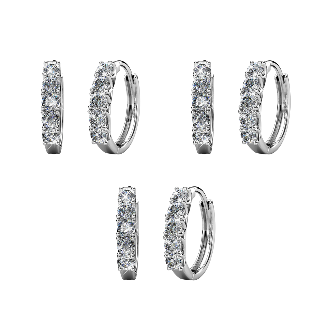 Bethany 18k White Gold Plated 15mm Hoop Crystal Earrings with Swarovski Crystals