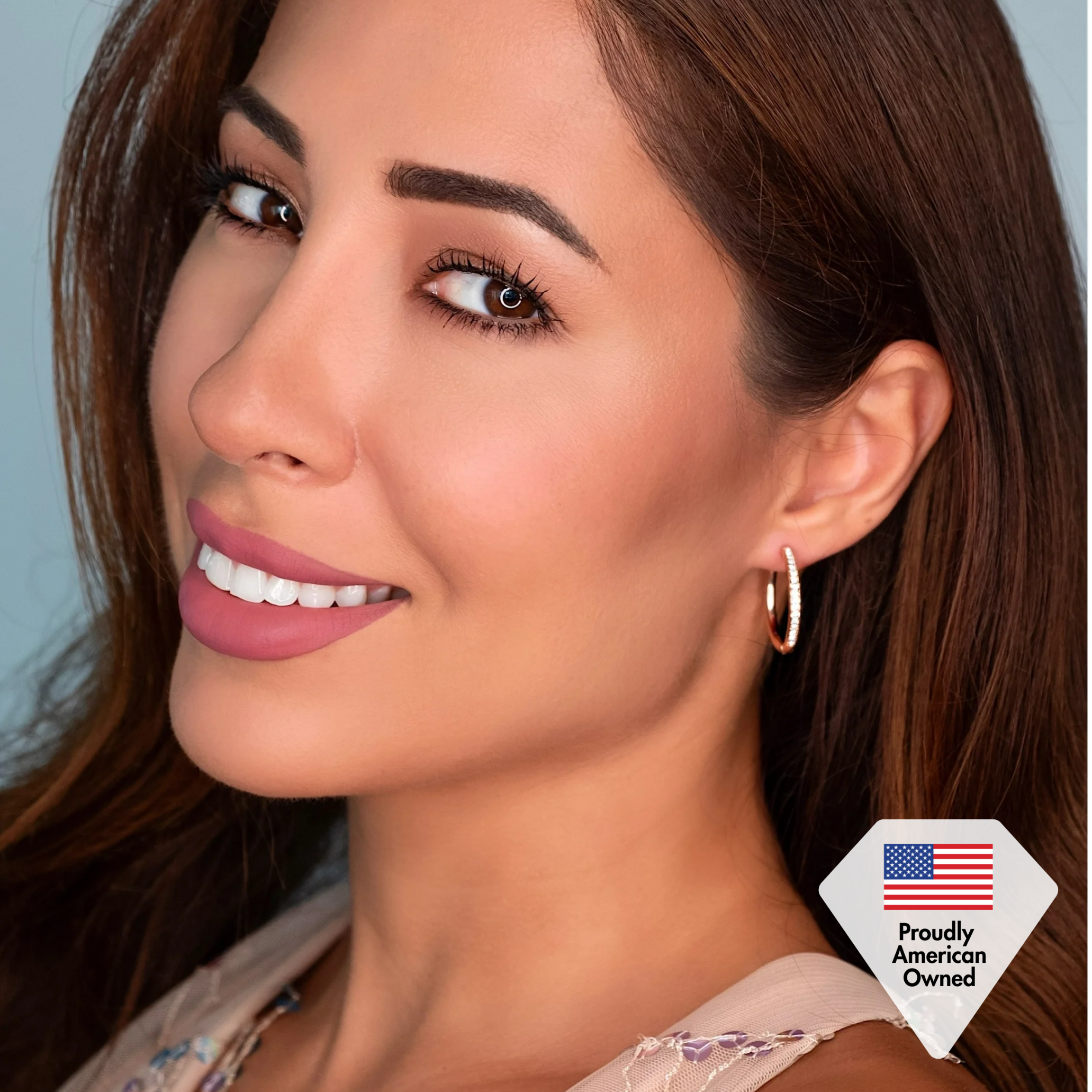 Bianca 18k White Gold Plated 25mm Silver Hoop Earrings with Swarovski Crystals