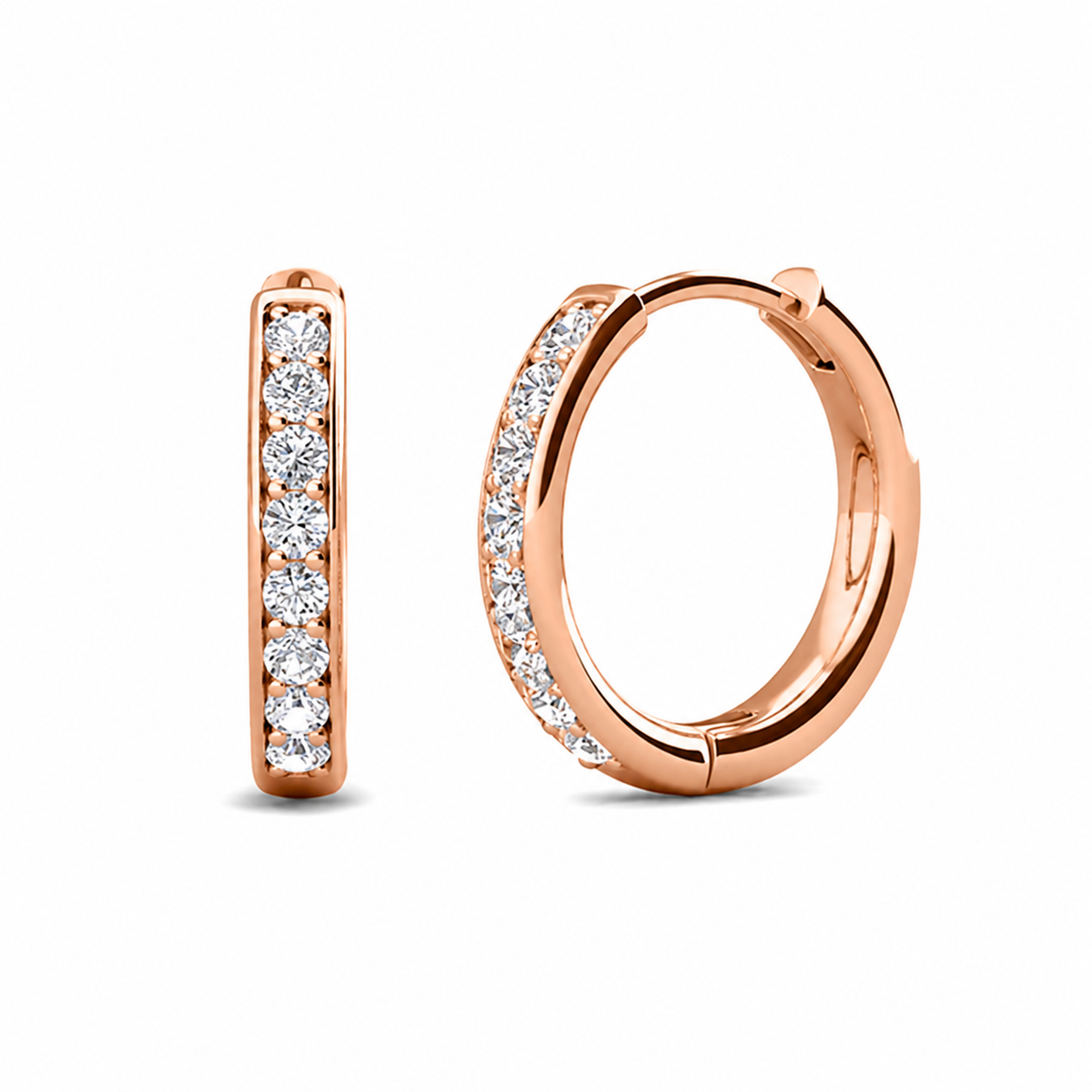 Bianca 18k White Gold Plated 25mm Silver Hoop Earrings with Swarovski Crystals