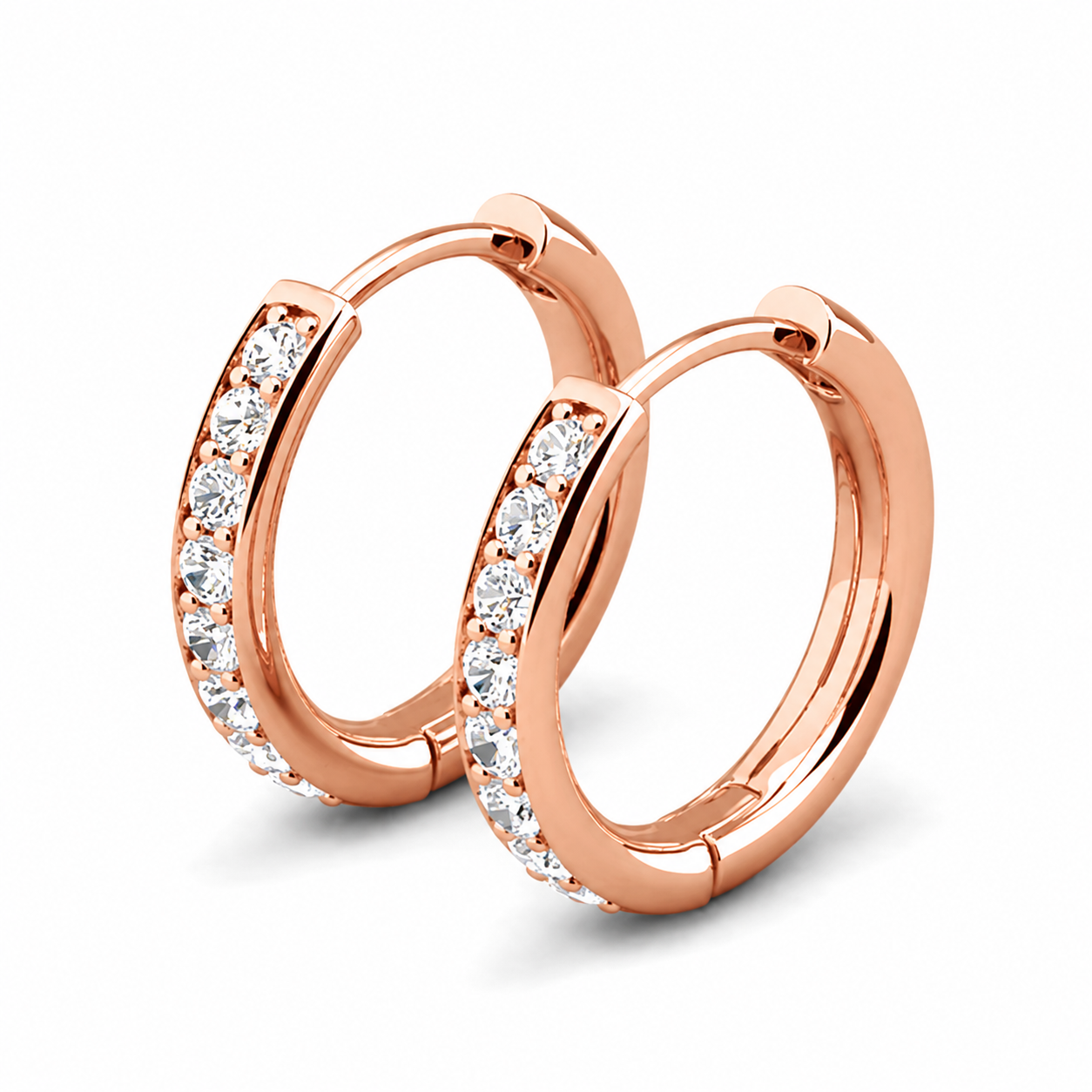 Bianca 18k White Gold Plated 25mm Silver Hoop Earrings with Swarovski Crystals
