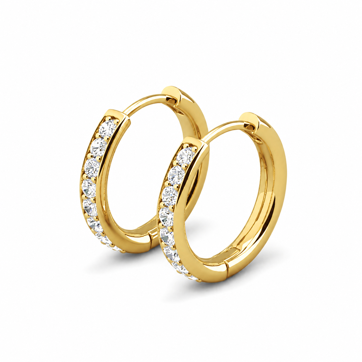 Bianca 18k White Gold Plated 25mm Silver Hoop Earrings with Swarovski Crystals