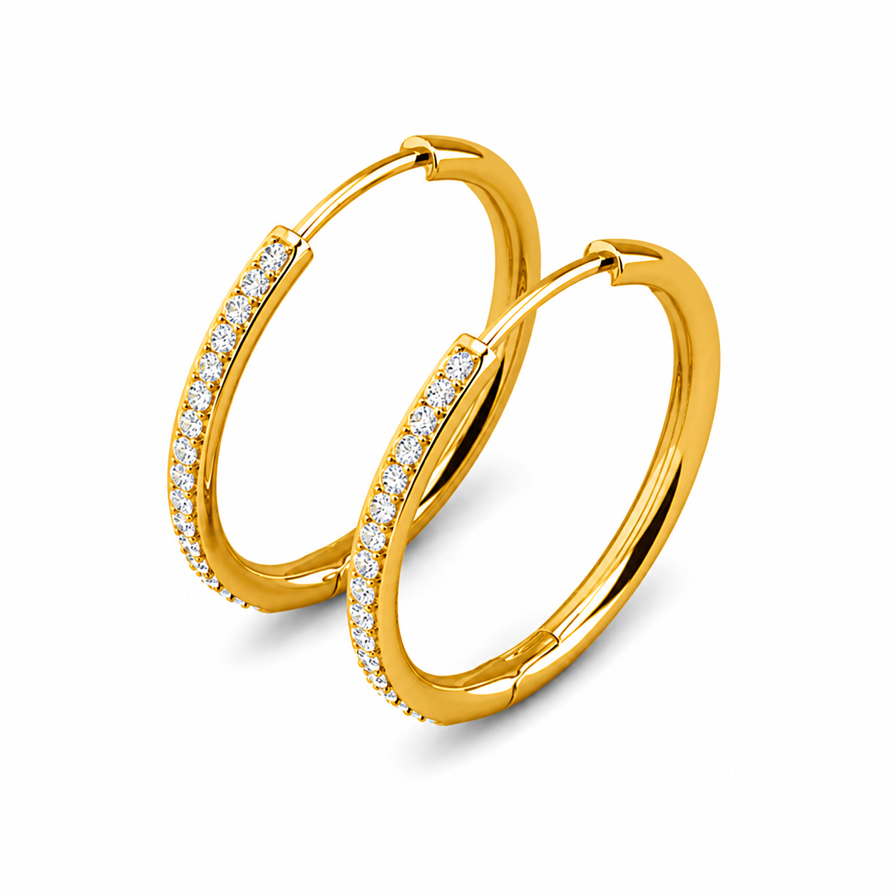 Bianca 18k White Gold Plated 25mm Silver Hoop Earrings with Swarovski Crystals