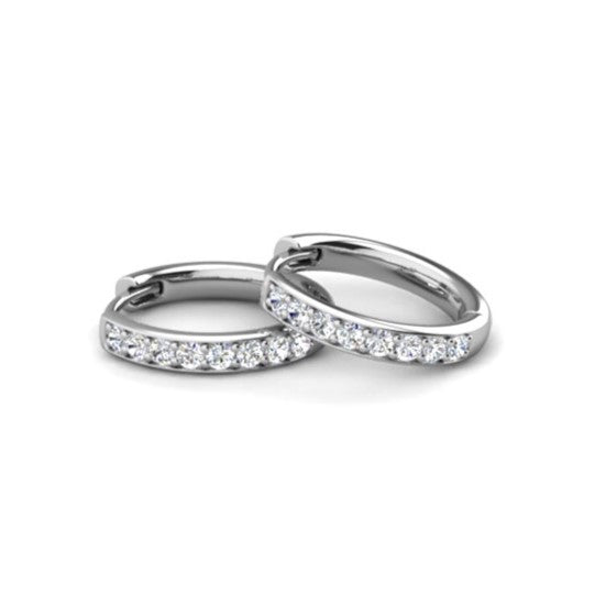 Bianca 18k White Gold Plated 25mm Silver Hoop Earrings with Swarovski Crystals