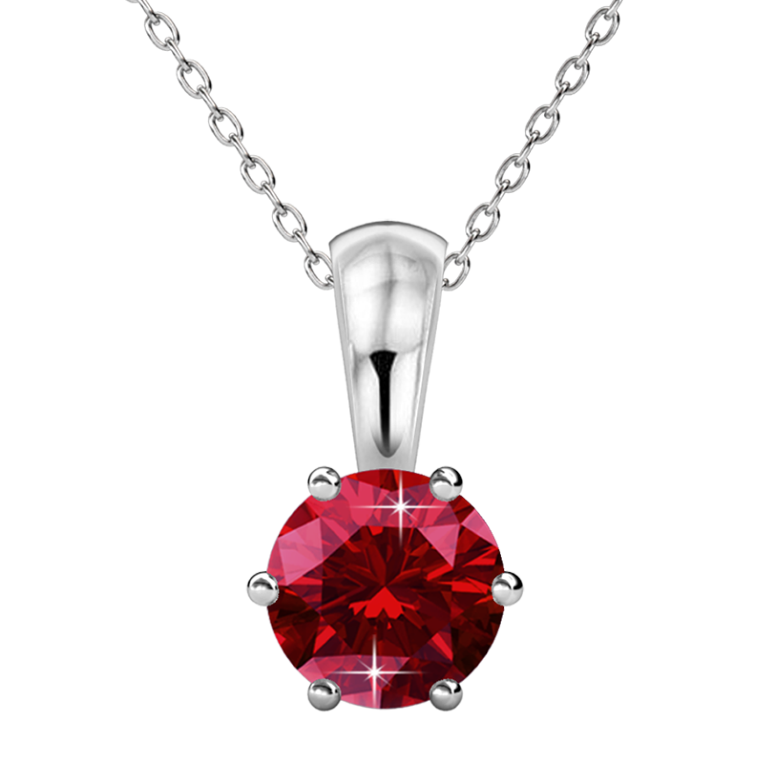 January Birthstone Garnet Necklace 18k White Gold Plated Solitaire Necklace with 1CT Swarovski Crystal