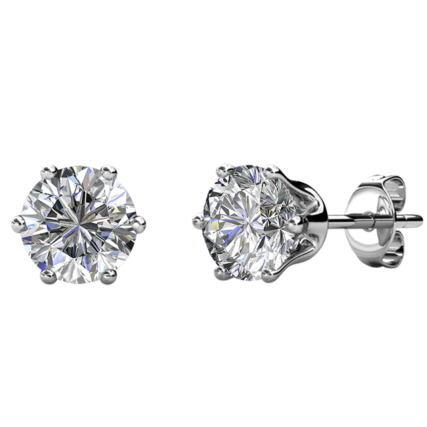 April Birthstone Earrings 18k White Gold Plated Stud Earrings with 1CT Swarovski Crystals