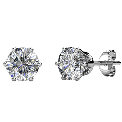 Aretes de diamantes con piedra natal de abril, aretes chapados en oro blanco de 18 k con cristales de 1 quilate