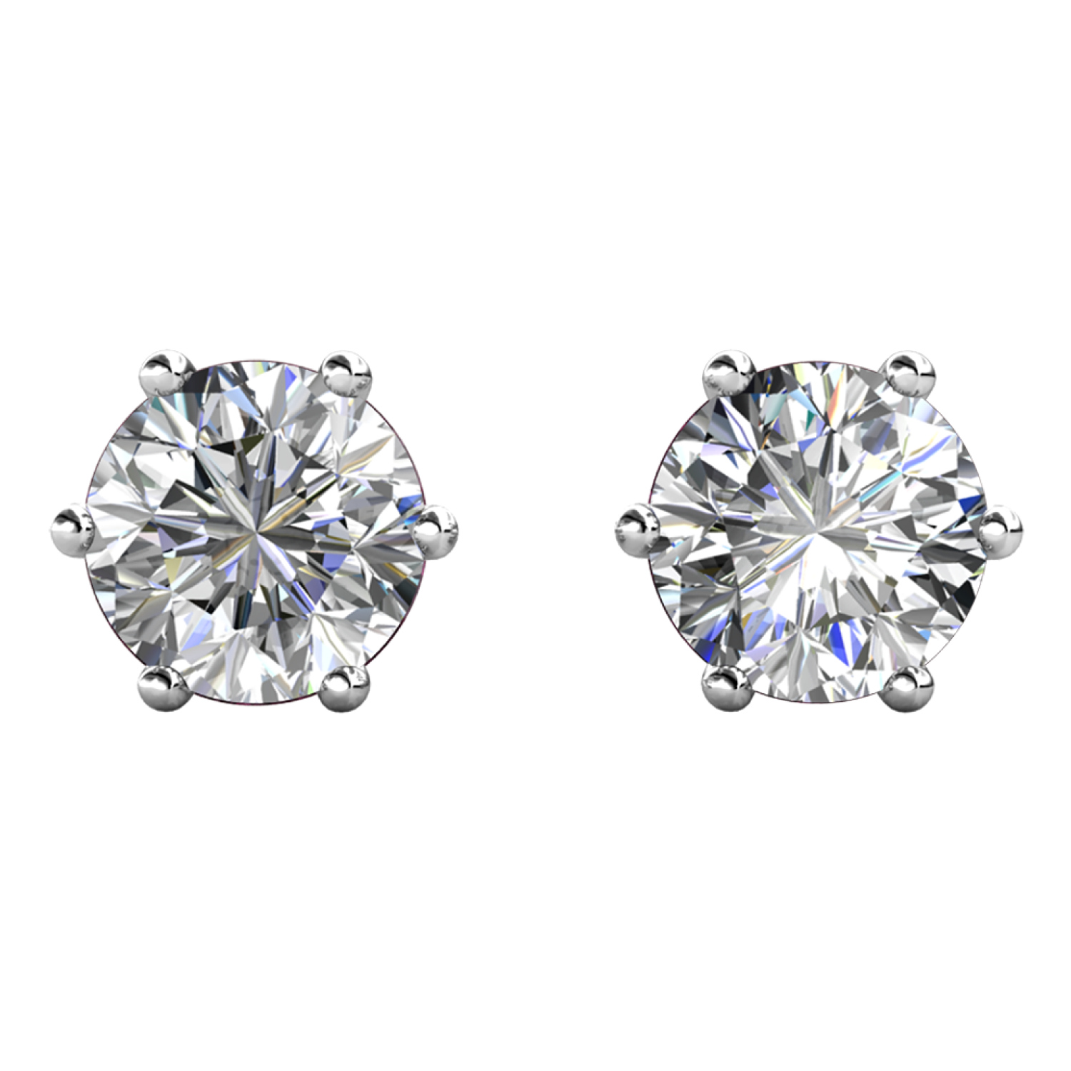 April Birthstone Earrings 18k White Gold Plated Stud Earrings with 1CT Swarovski Crystals