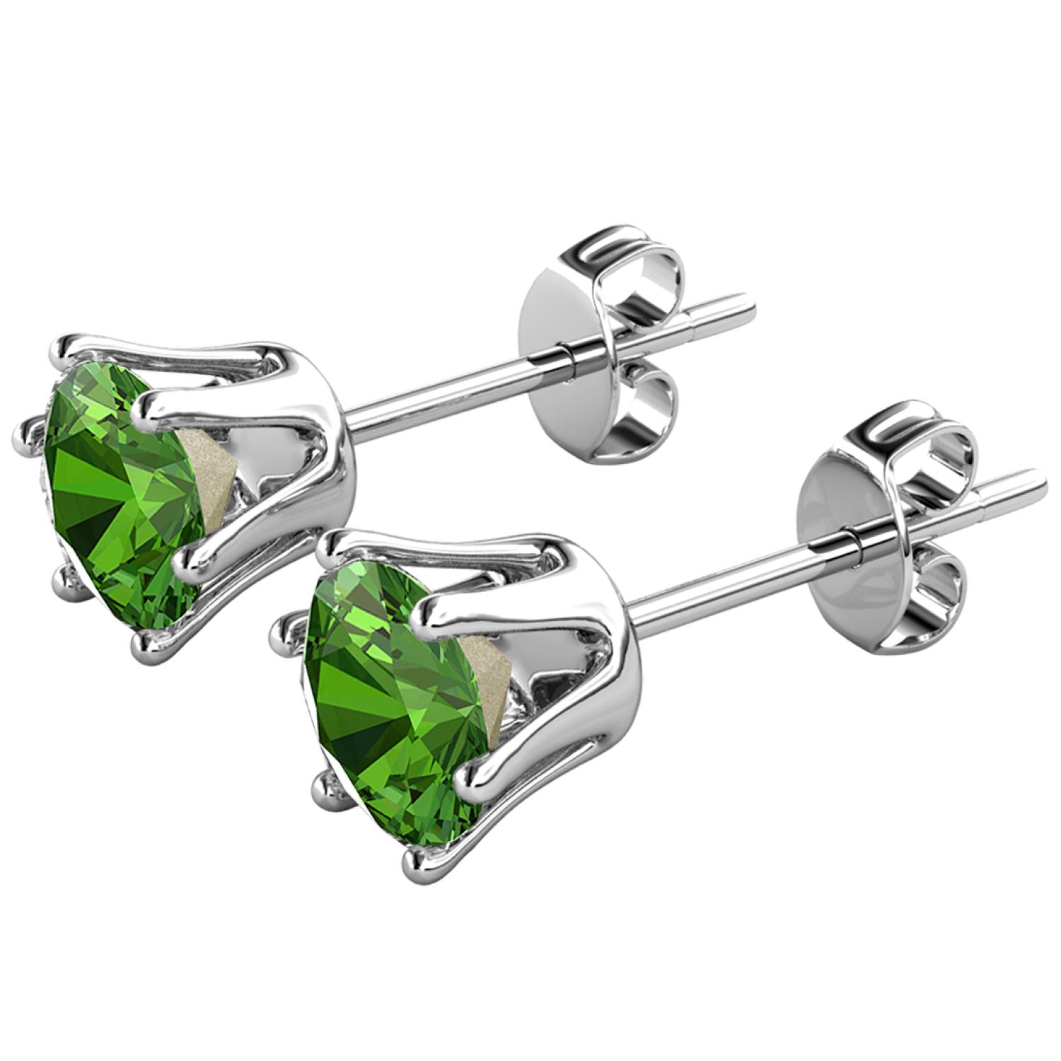 August Birthstone Peridot Earrings 18k White Gold Plated Stud Earrings with 1CT Swarovski Crystal