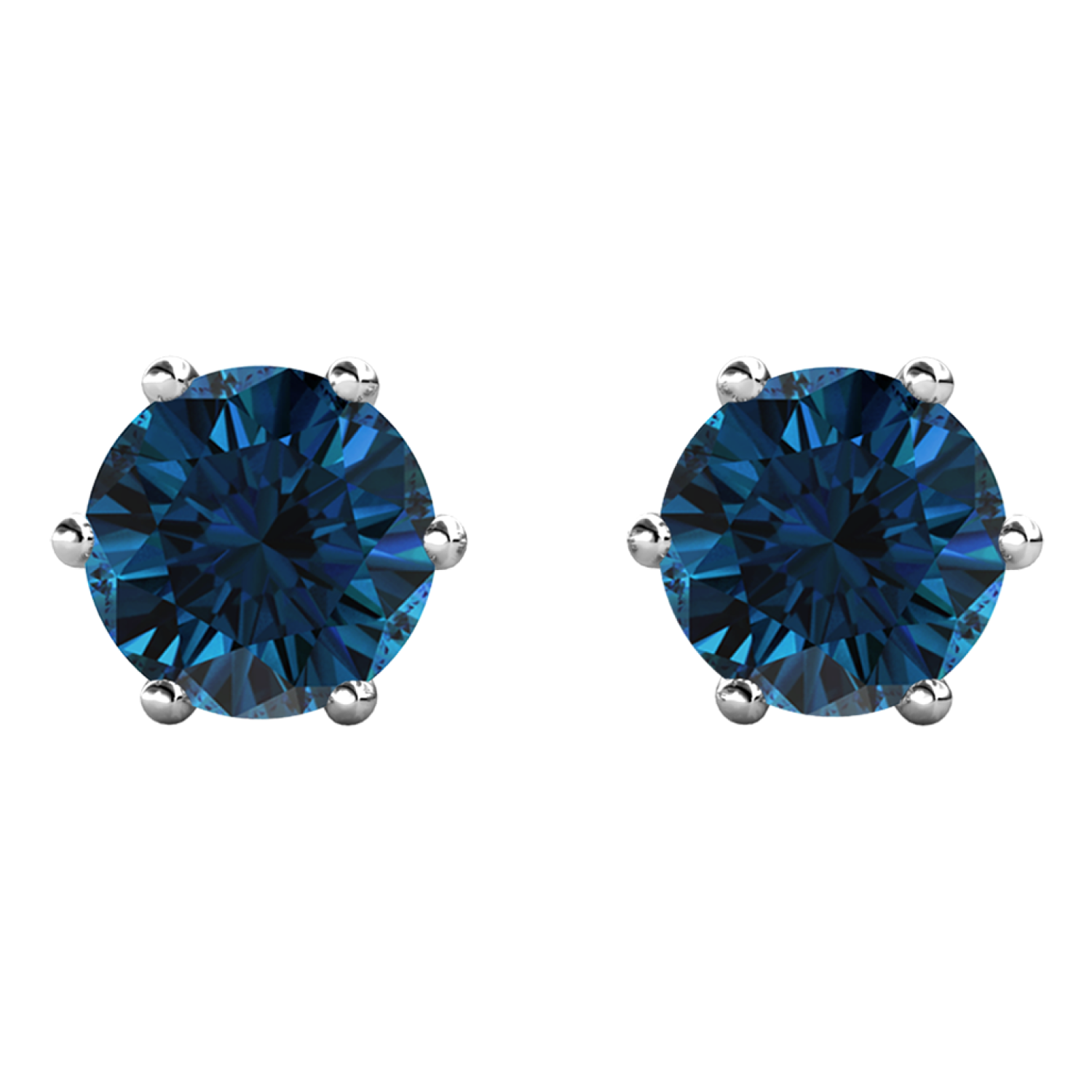 December Birthstone Blue Topaz Earrings 18k White Gold Plated Stud Earrings with 1CT Swarovski Crystal