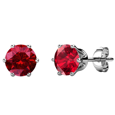Aretes con granate y piedra natal de enero, aretes chapados en oro blanco de 18 k con cristales de 1 quilate