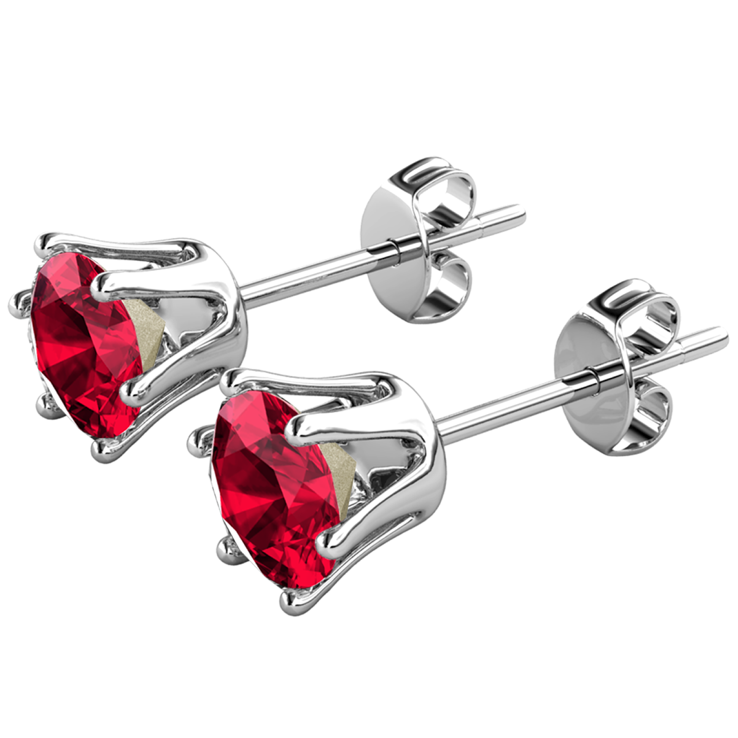 January Birthstone Garnet Earrings 18k White Gold Plated Stud Earrings with 1CT Swarovski Crystal