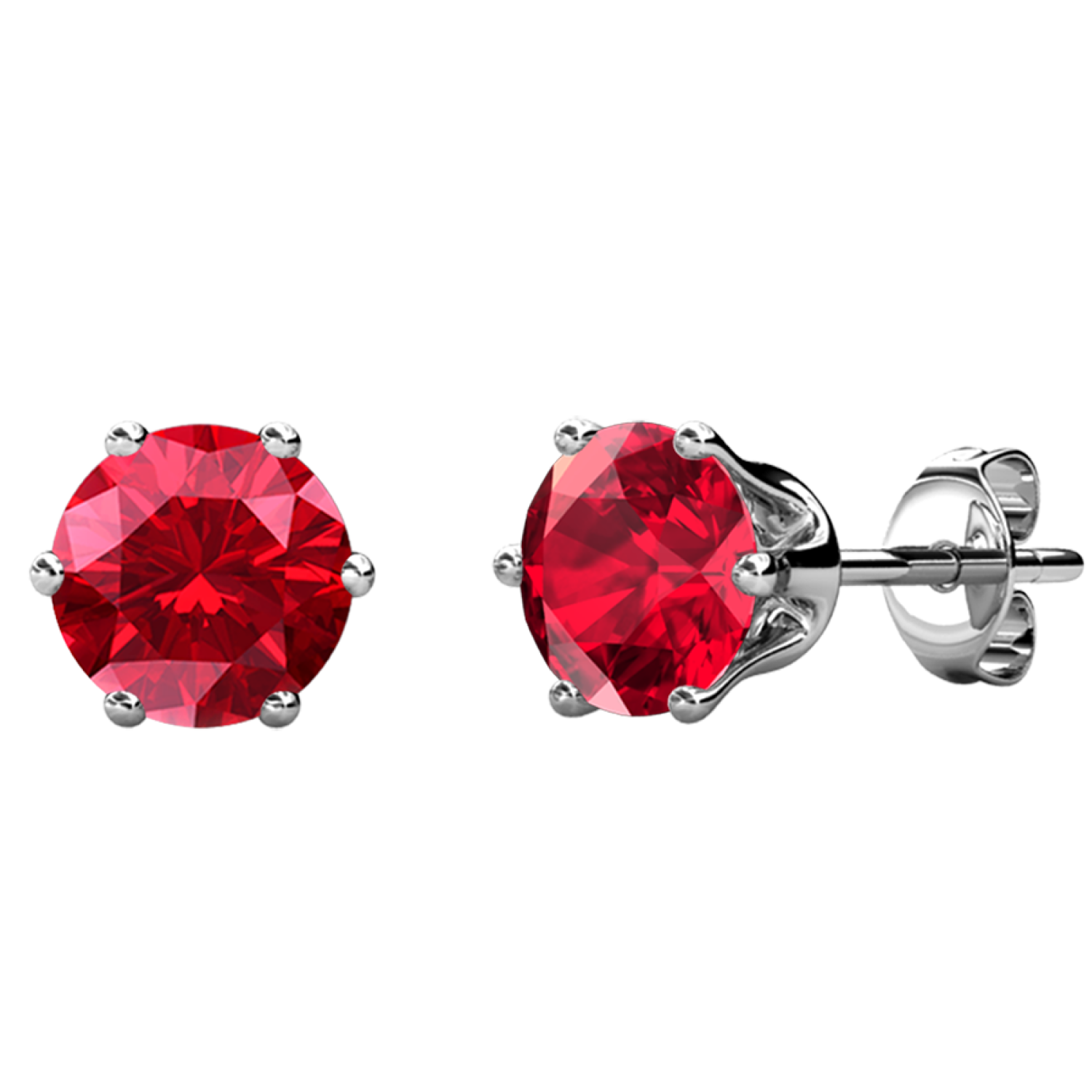 July Birthstone Ruby Earrings, 18k White Gold Plated Stud Earrings with 1CT Swarovski Crystal