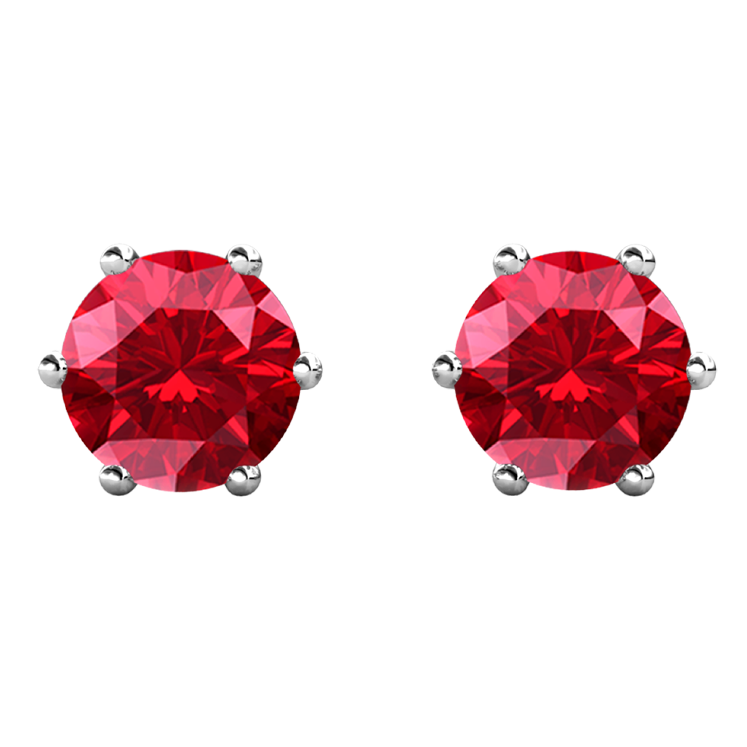 July Birthstone Ruby Earrings, 18k White Gold Plated Stud Earrings with 1CT Swarovski Crystal