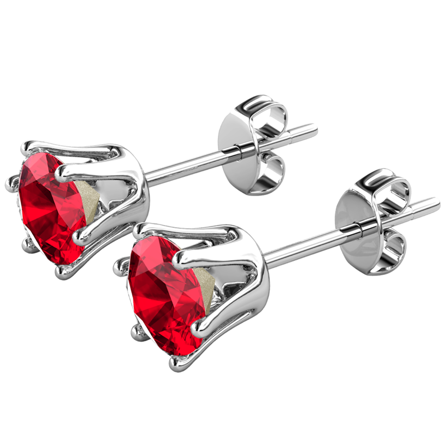 July Birthstone Ruby Earrings, 18k White Gold Plated Stud Earrings with 1CT Swarovski Crystal