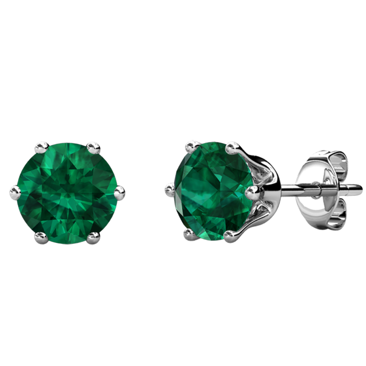 May Birthstone Emerald Earrings 18k White Gold Plated Stud Earrings with 1CT Swarovski Crystal