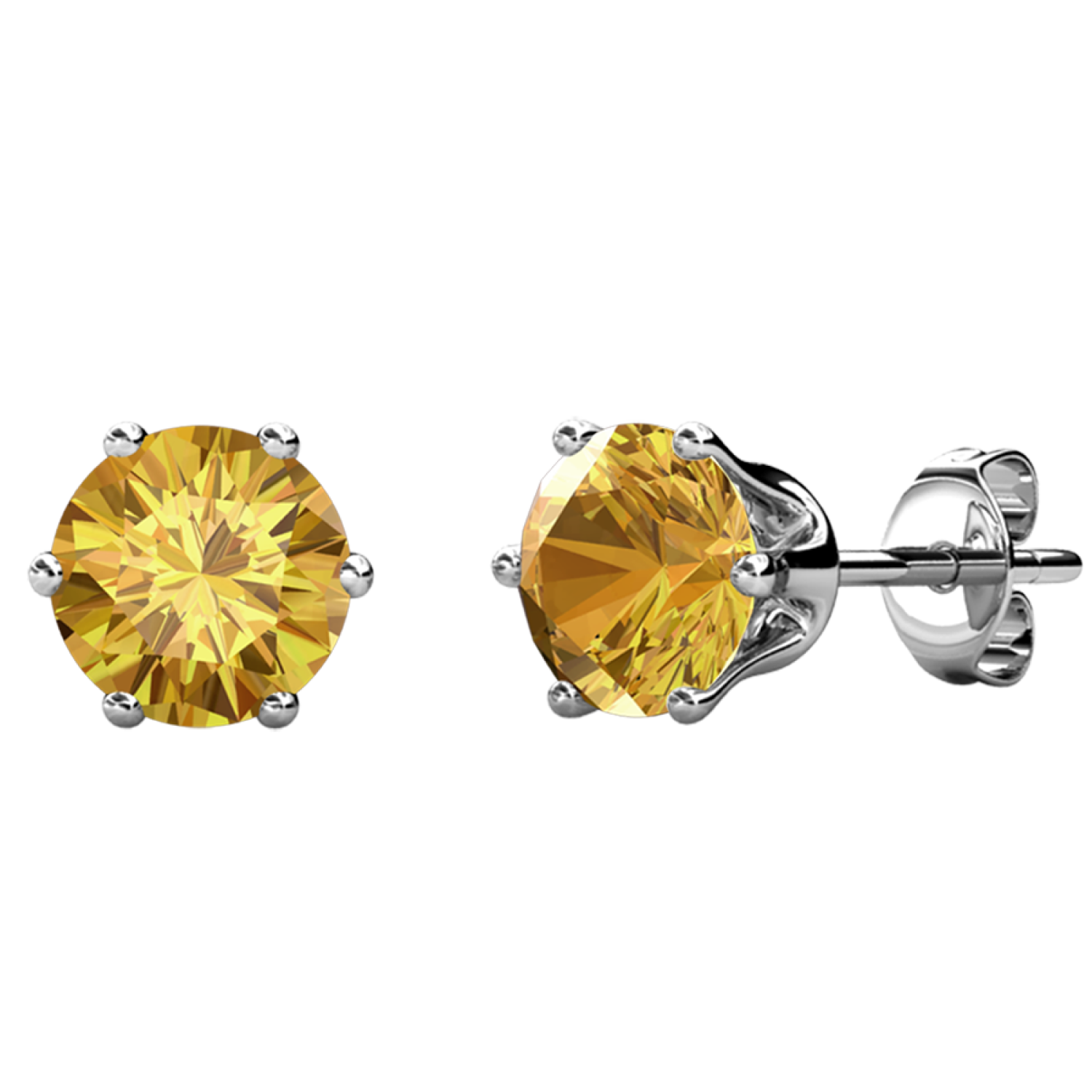 November Birthstone Citrine Earrings 18k White Gold Plated Stud Earrings with 1CT Swarovski Crystal