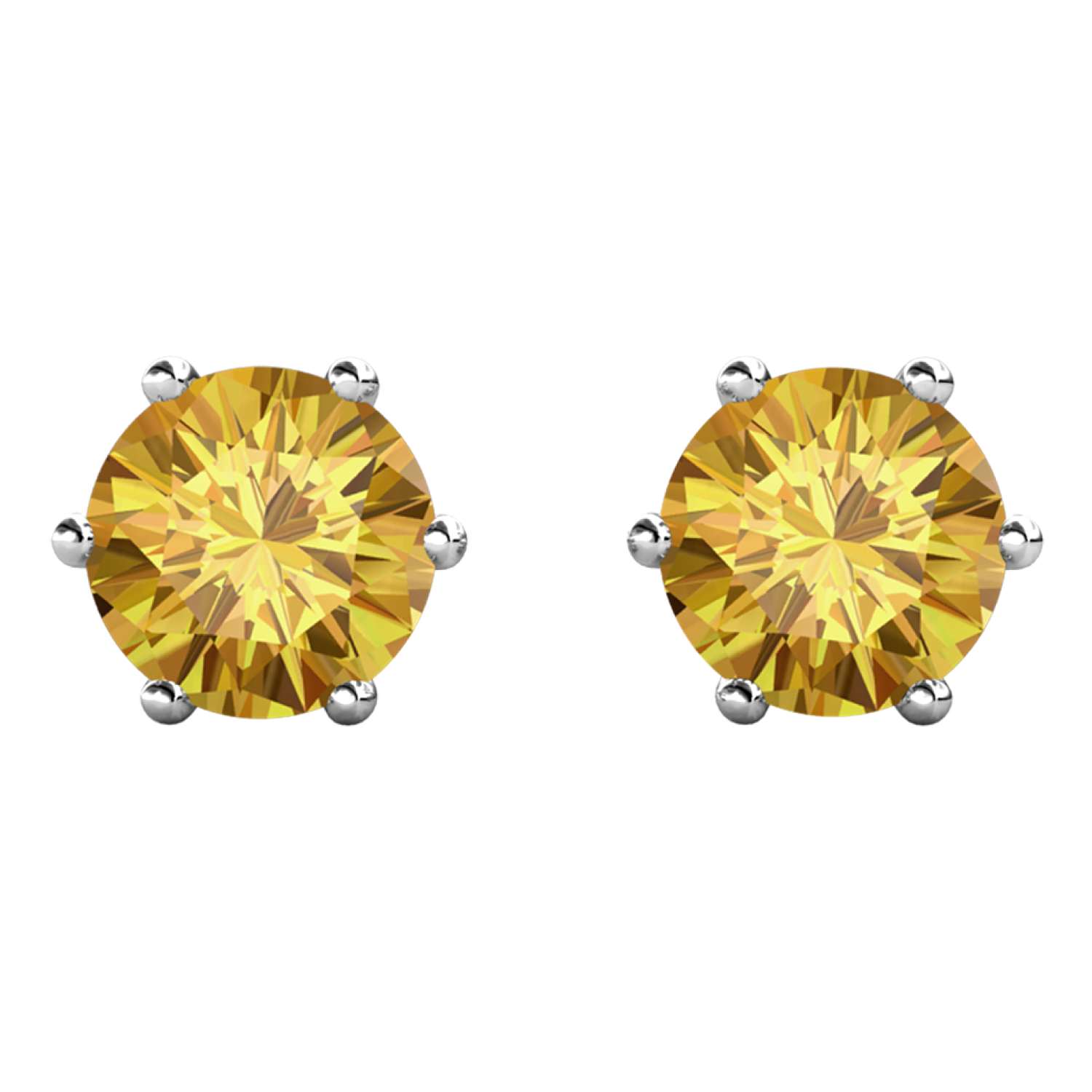 November Birthstone Citrine Earrings 18k White Gold Plated Stud Earrings with 1CT Swarovski Crystal