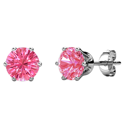 Pendientes de turmalina rosa con piedra natal de octubre, aretes chapados en oro blanco de 18 k con cristales de 1 quilate