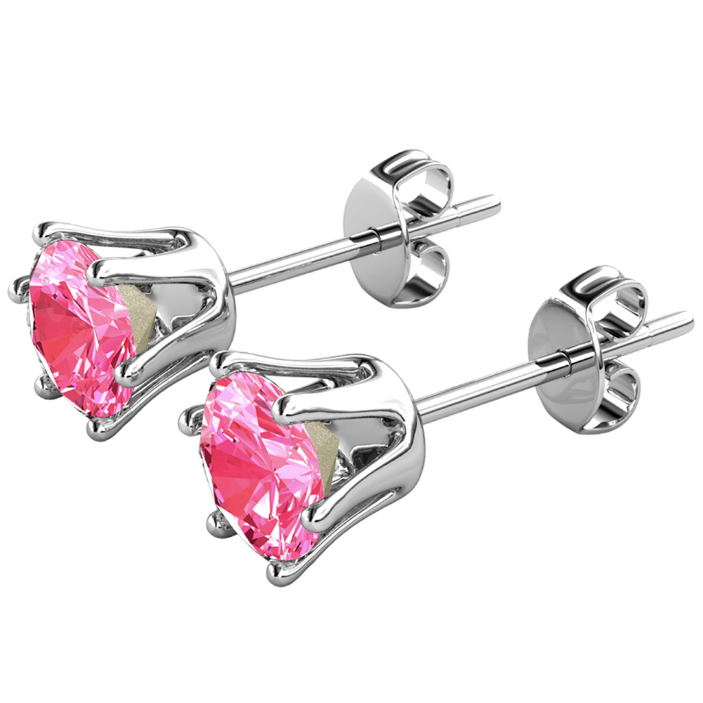 Best October Birthstone Pink Tourmaline Earrings | 18k White Gold