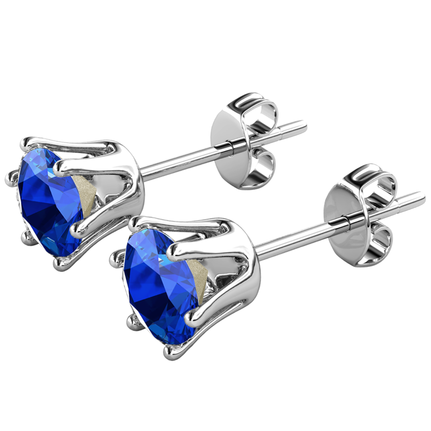 September Birthstone Sapphire Earrings 18k White Gold Plated Stud Earrings with 1CT Swarovski Crystal