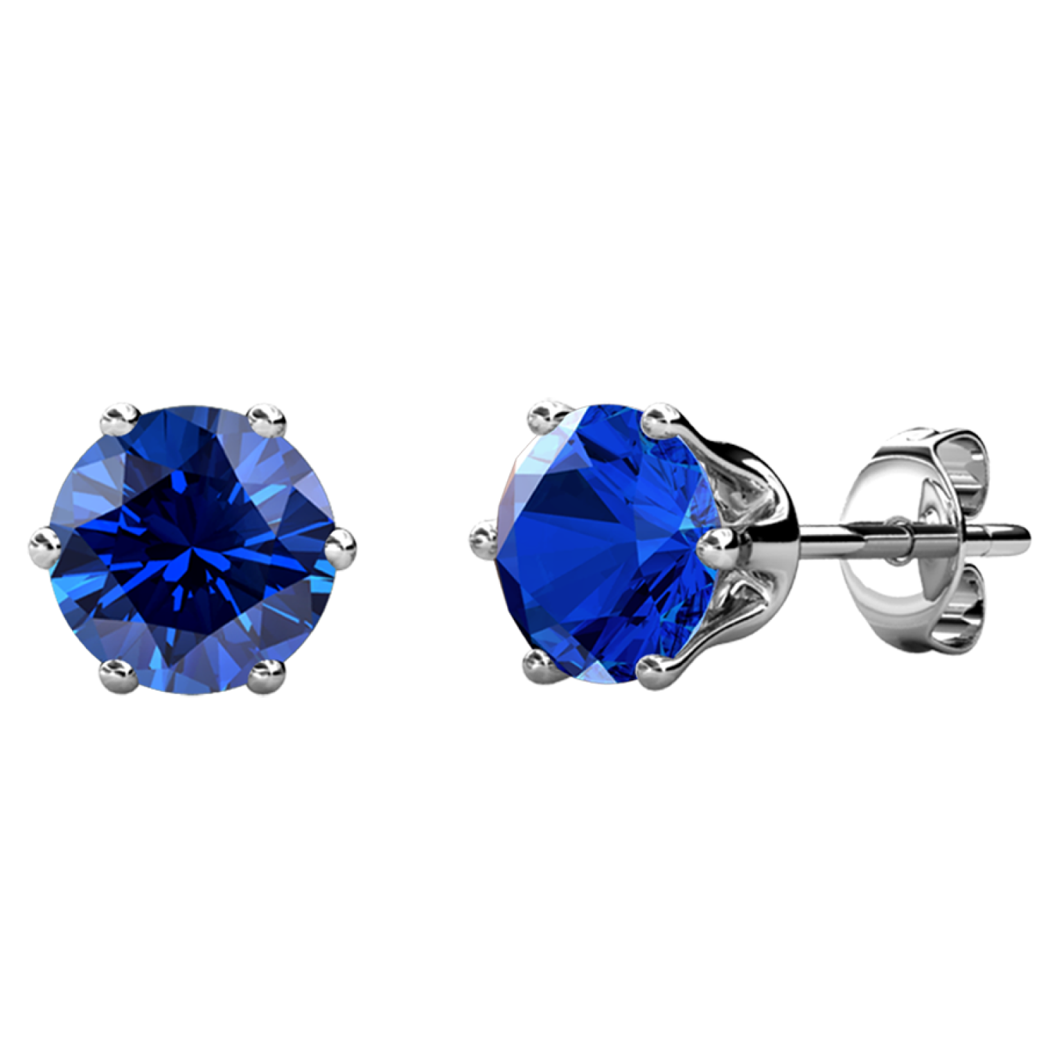 September Birthstone Sapphire Earrings 18k White Gold Plated Stud Earrings with 1CT Swarovski Crystal