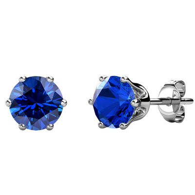 Aretes de zafiro con piedra natal de septiembre, aretes chapados en oro blanco de 18 k con cristales de 1 quilate