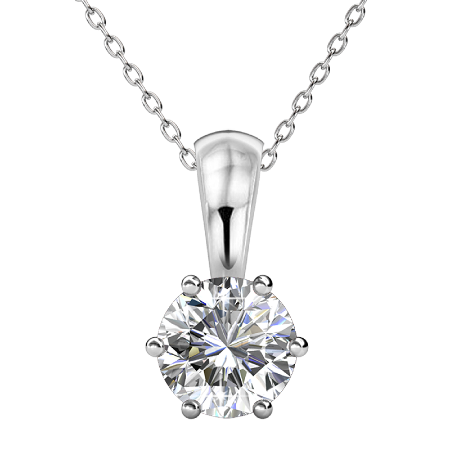 April Birthstone Diamond Necklace 18k White Gold Plated Solitaire Necklace with 1CT Swarovski Crystal