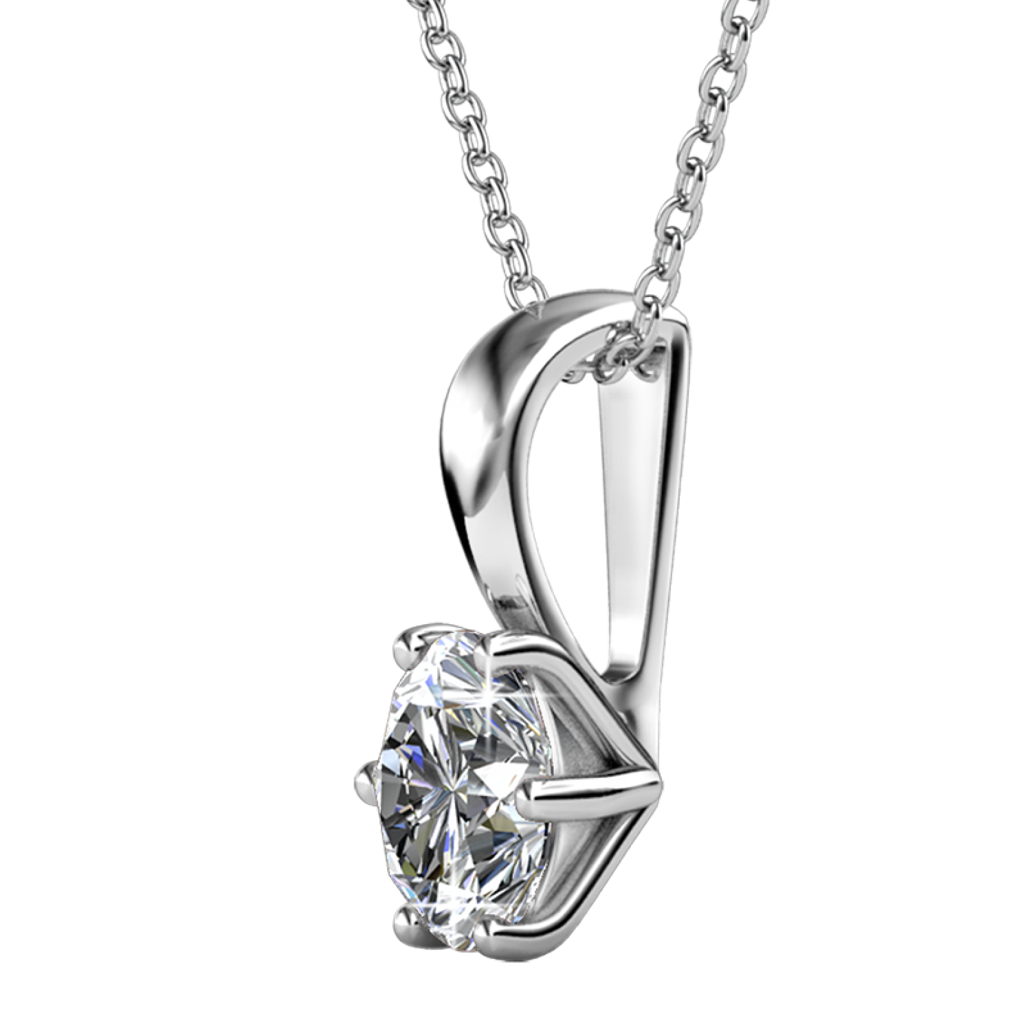 Birthstone Necklace 18k White Gold Plated Solitaire Necklace with 1CT Swarovski Crystal