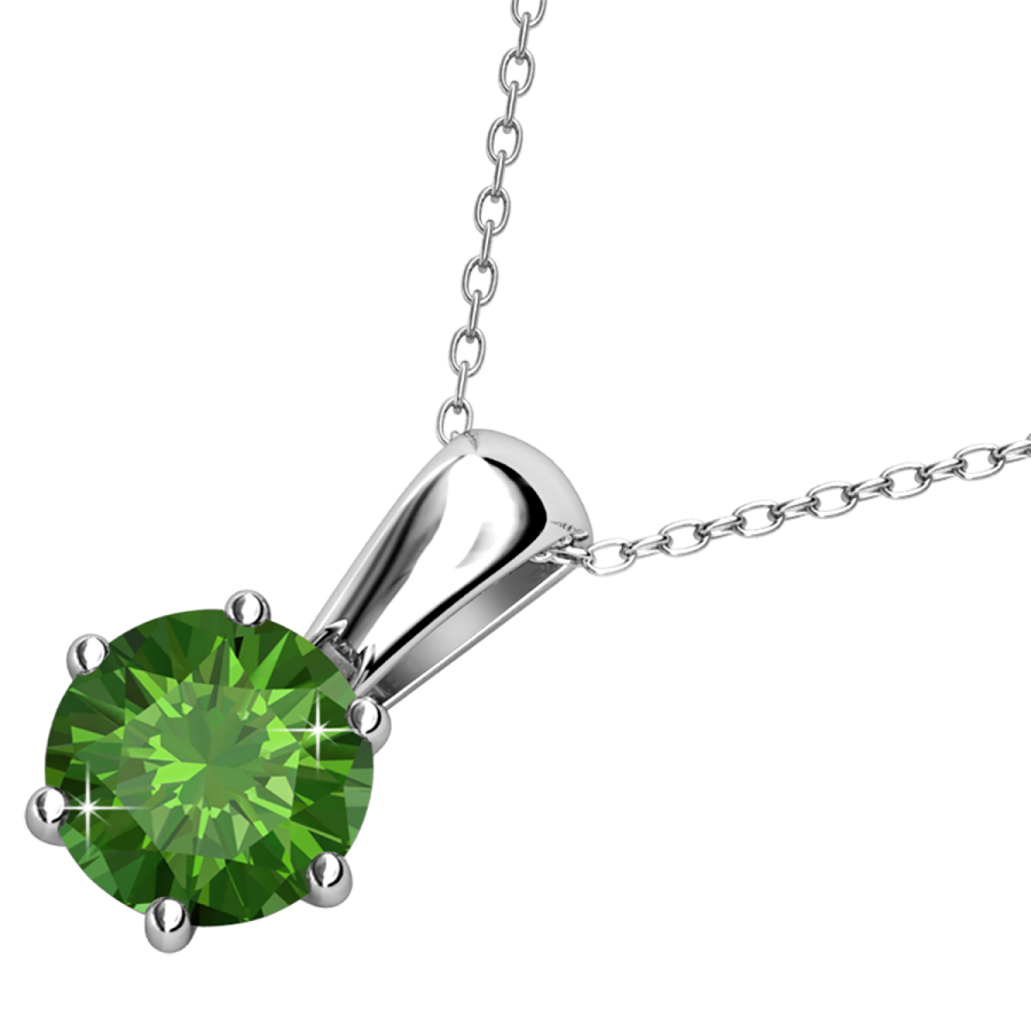 August Birthstone Peridot Necklace 18k White Gold Plated Solitaire Necklace with 1CT Swarovski Crystal