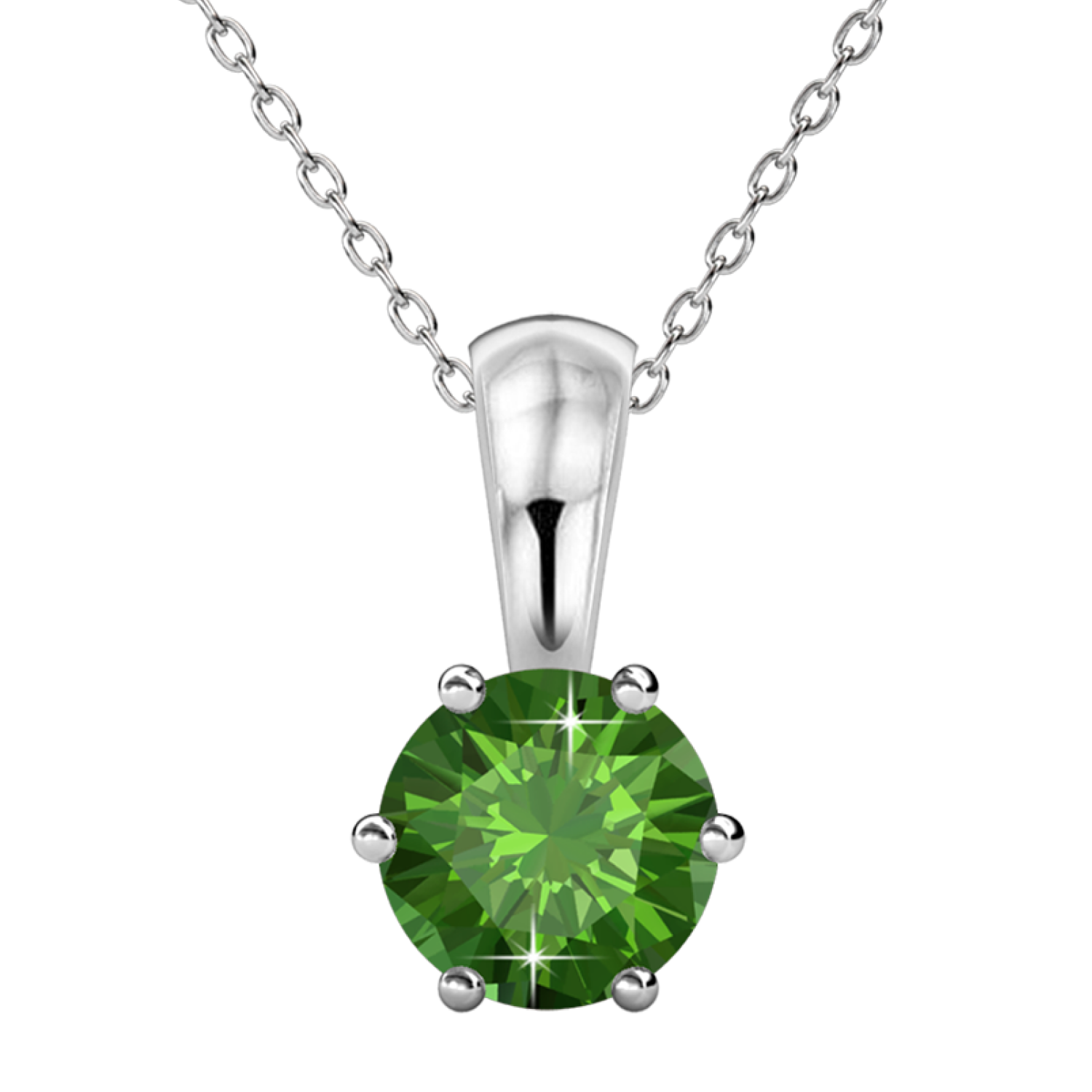 August Birthstone Peridot Necklace 18k White Gold Plated Solitaire Necklace with 1CT Swarovski Crystal