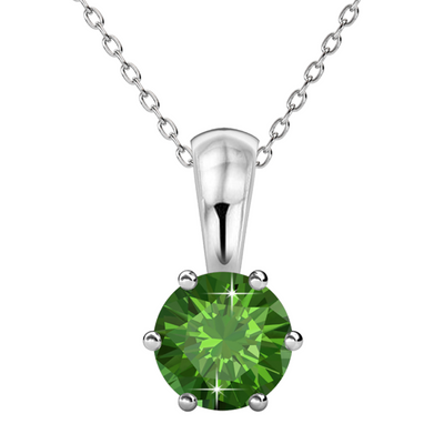 Collar de peridoto con piedra natal de agosto, collar solitario chapado en oro blanco de 18 k con cristal de 1 quilate