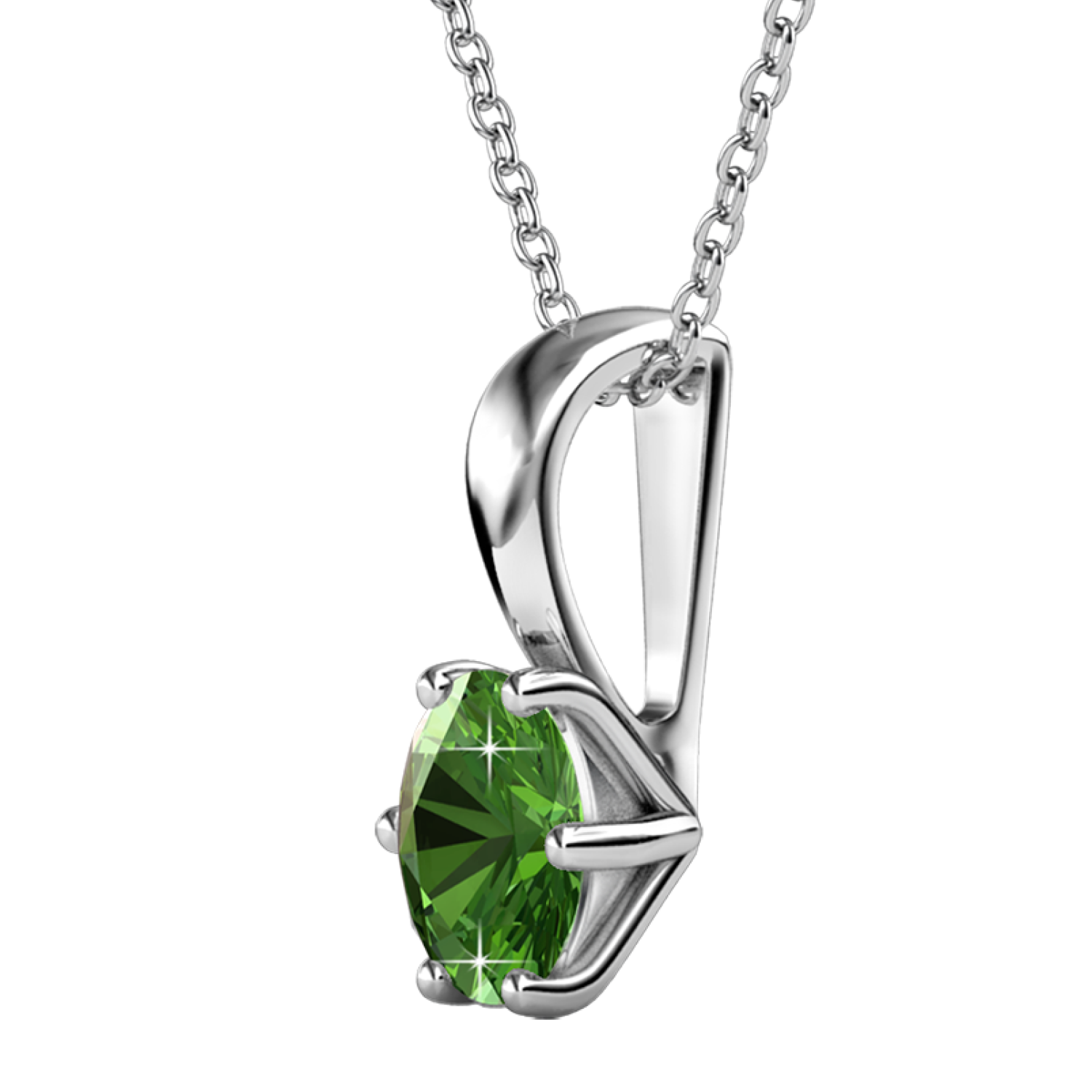 August Birthstone Peridot Necklace 18k White Gold Plated Solitaire Necklace with 1CT Swarovski Crystal