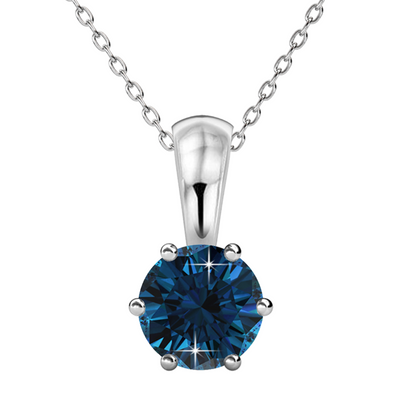 Collar de topacio azul con piedra natal de diciembre, collar solitario chapado en oro blanco de 18 k con cristal de 1 quilate
