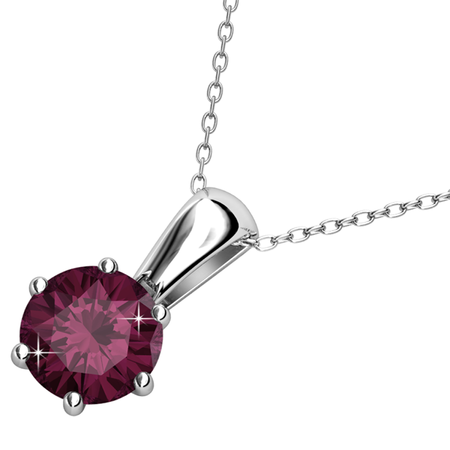 Birthstone Necklace 18k White Gold Plated Solitaire Necklace with 1CT Swarovski Crystal