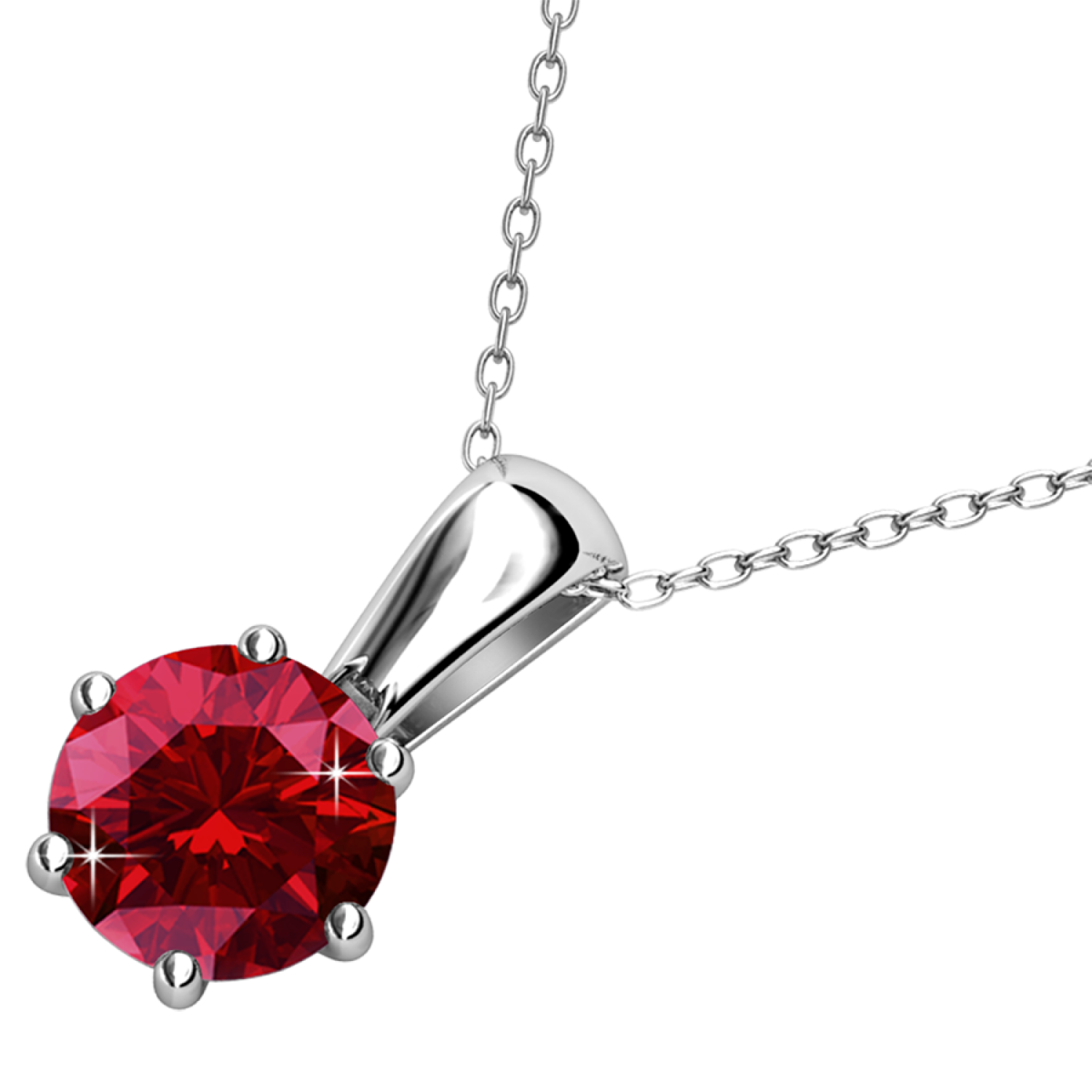 January Birthstone Garnet Necklace 18k White Gold Plated Solitaire Necklace with 1CT Swarovski Crystal