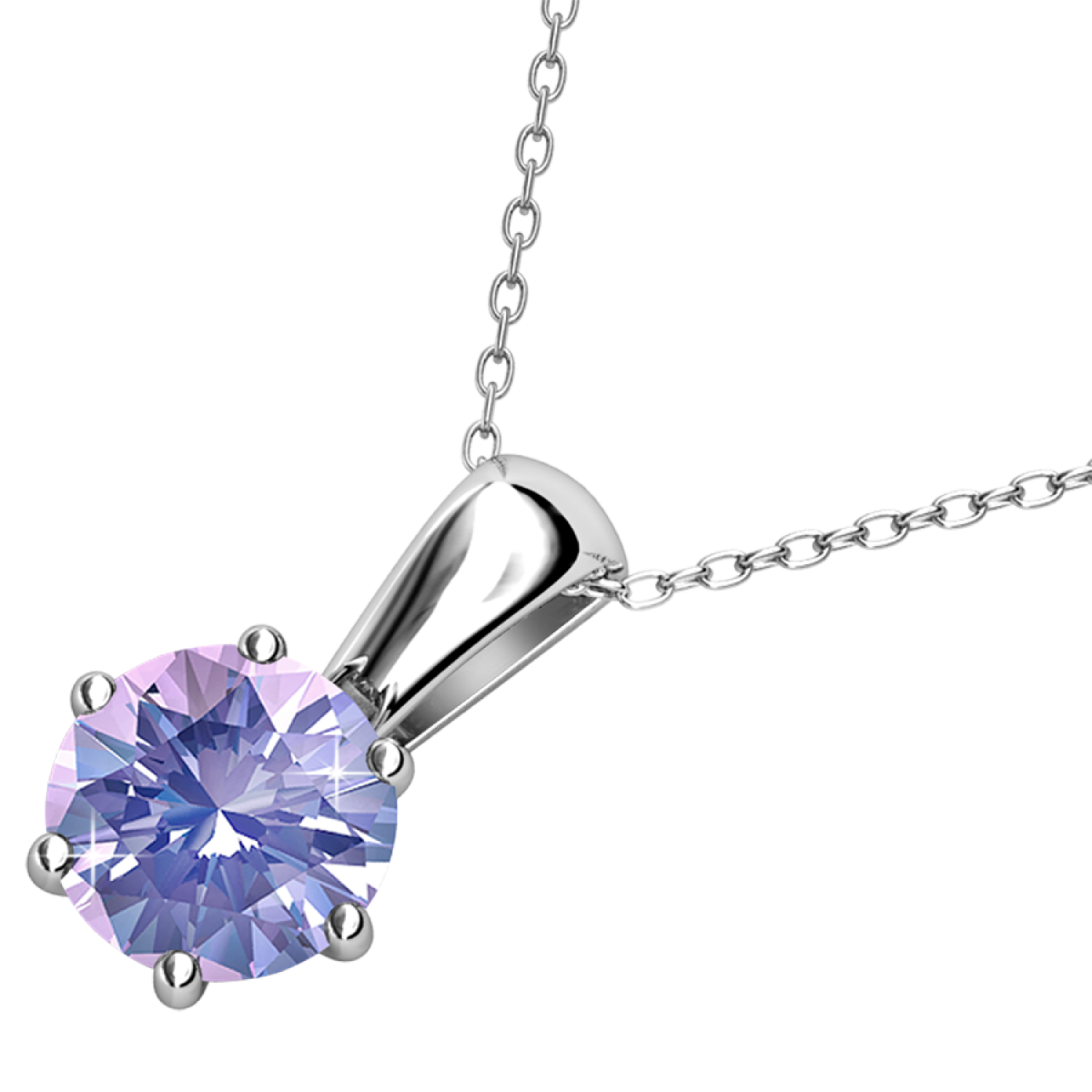 June Birthstone Alexandrite Necklace 18k White Gold Plated Solitaire Necklace with 1CT Swarovski Crystal