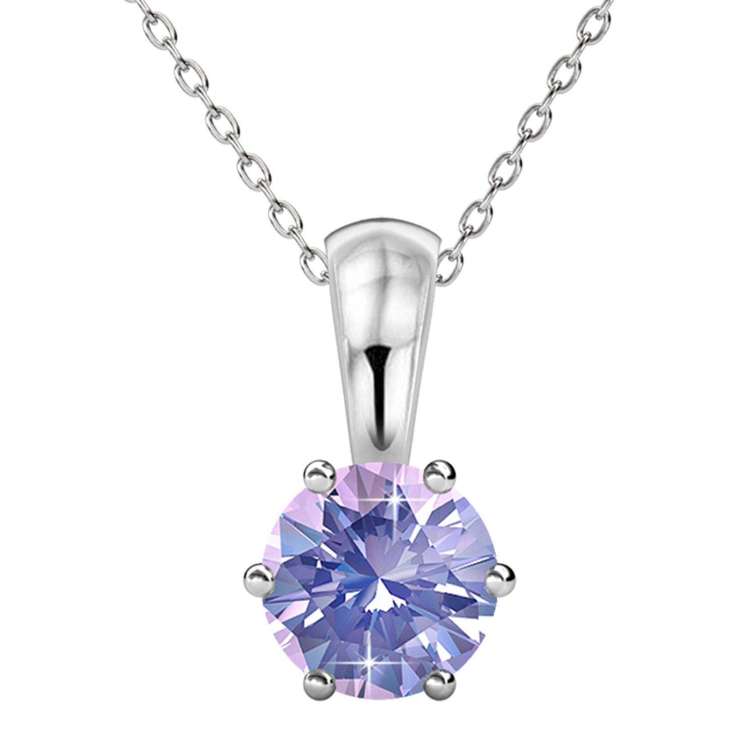 June Birthstone Alexandrite Necklace 18k White Gold Plated Solitaire Necklace with 1CT Swarovski Crystal