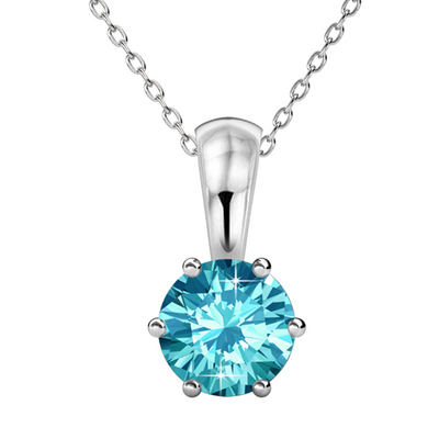 Collar de aguamarina con piedra natal de marzo, collar solitario chapado en oro blanco de 18 k con cristal de 1 quilate