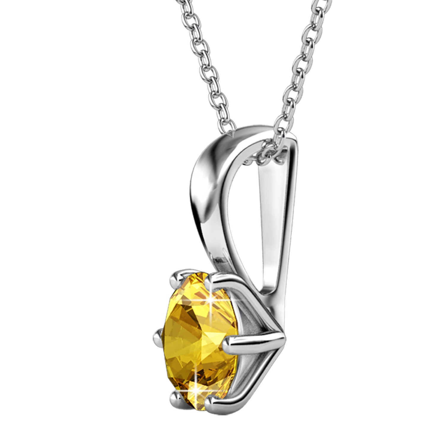 November Birthstone Citrine Necklace 18k White Gold Plated Solitaire Necklace with 1CT Swarovski Crystal