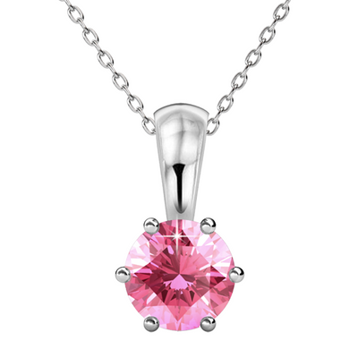 Collar de turmalina rosa con piedra natal de octubre, collar solitario chapado en oro blanco de 18 k con cristal de 1 quilate