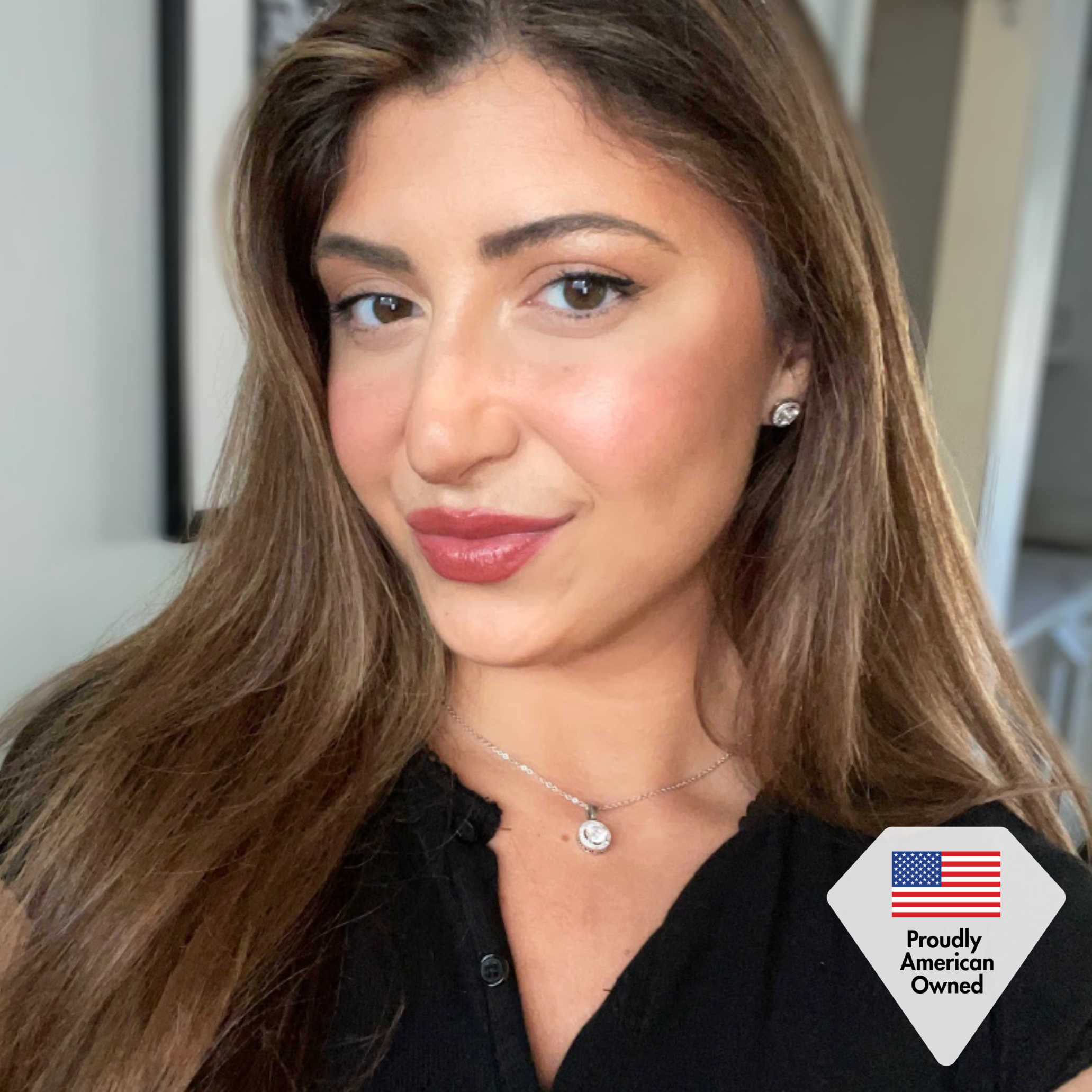 Blake 18k White Gold Plated Halo Stud Earrings and Necklace Jewelry Set with Simulated Diamond Crystals