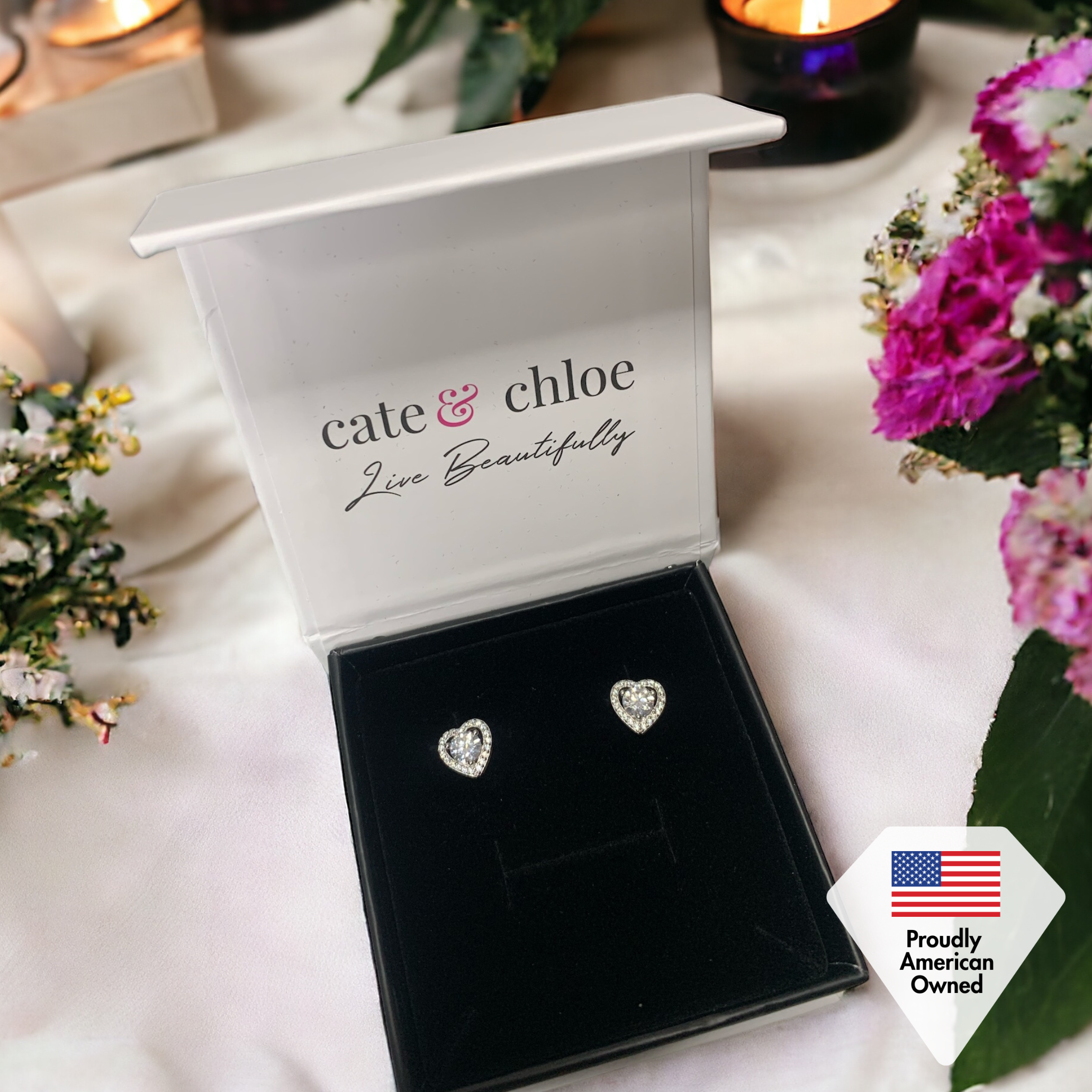 Moissanite by Cate & Chloe Briana 18k Gold Plated 925 Sterling Silver Stud Earrings 1.21tcw
