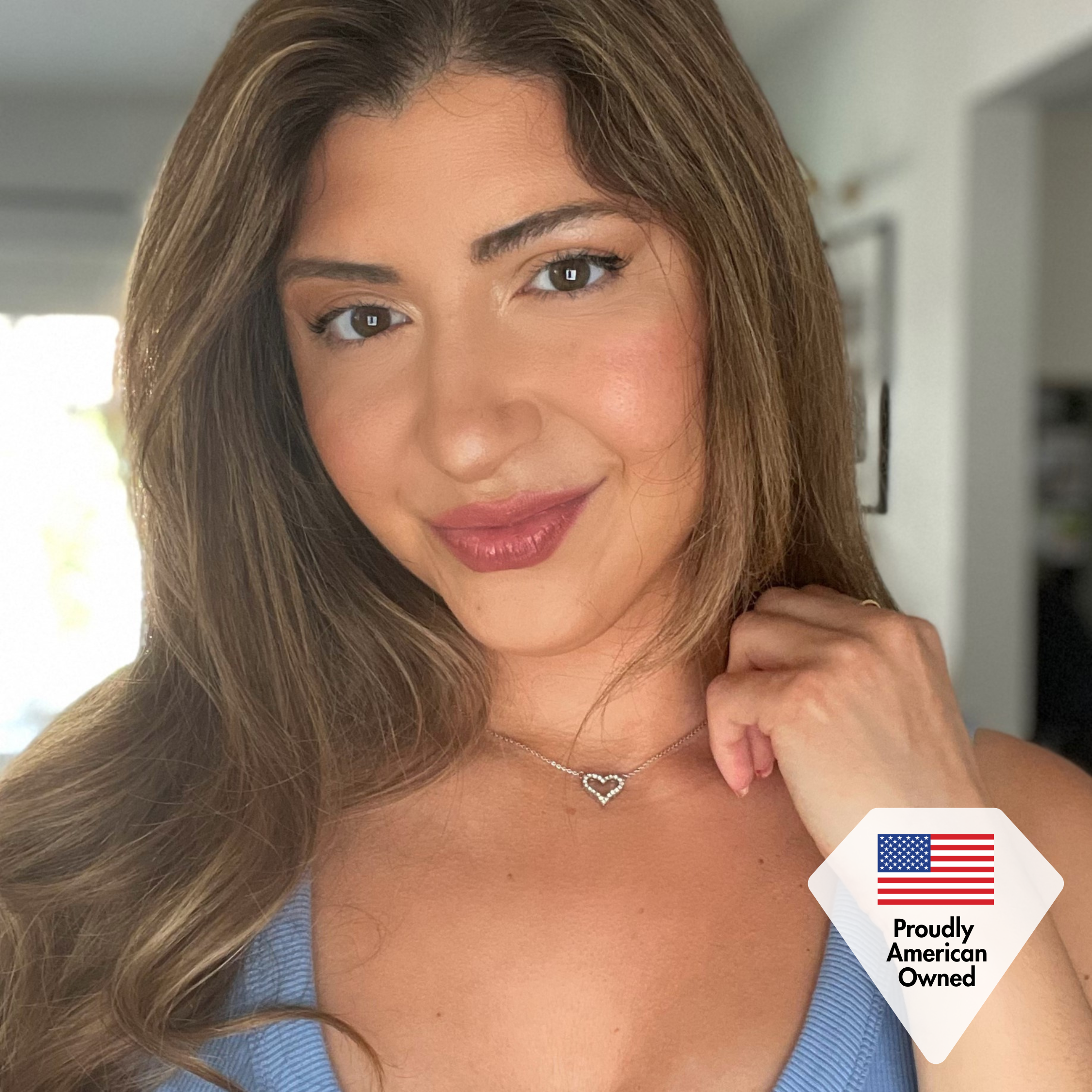 Bristol 18k White Gold Plated Heart Necklace with Swarovski Crystals & Heartfelt Message for Daughter