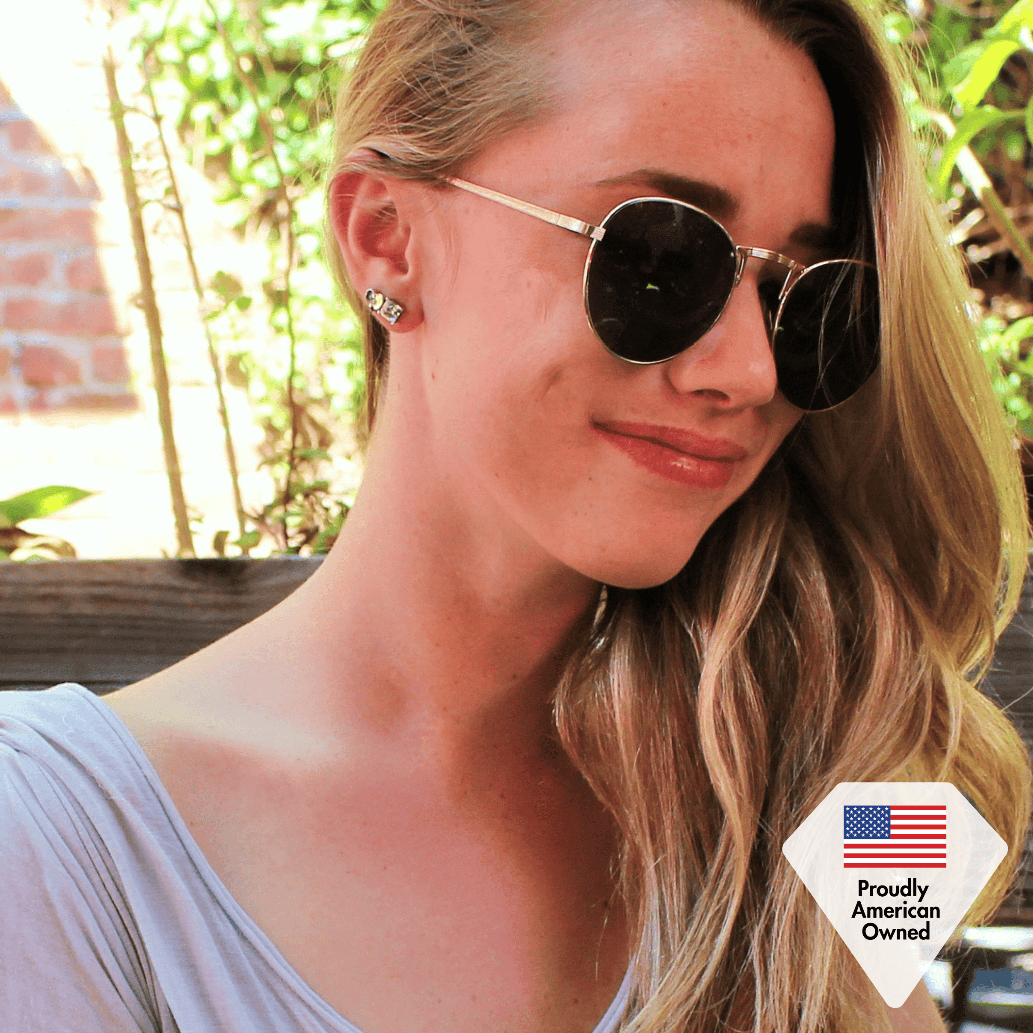 水晶 18k 白金镀金耳钉配公主方形切割水晶