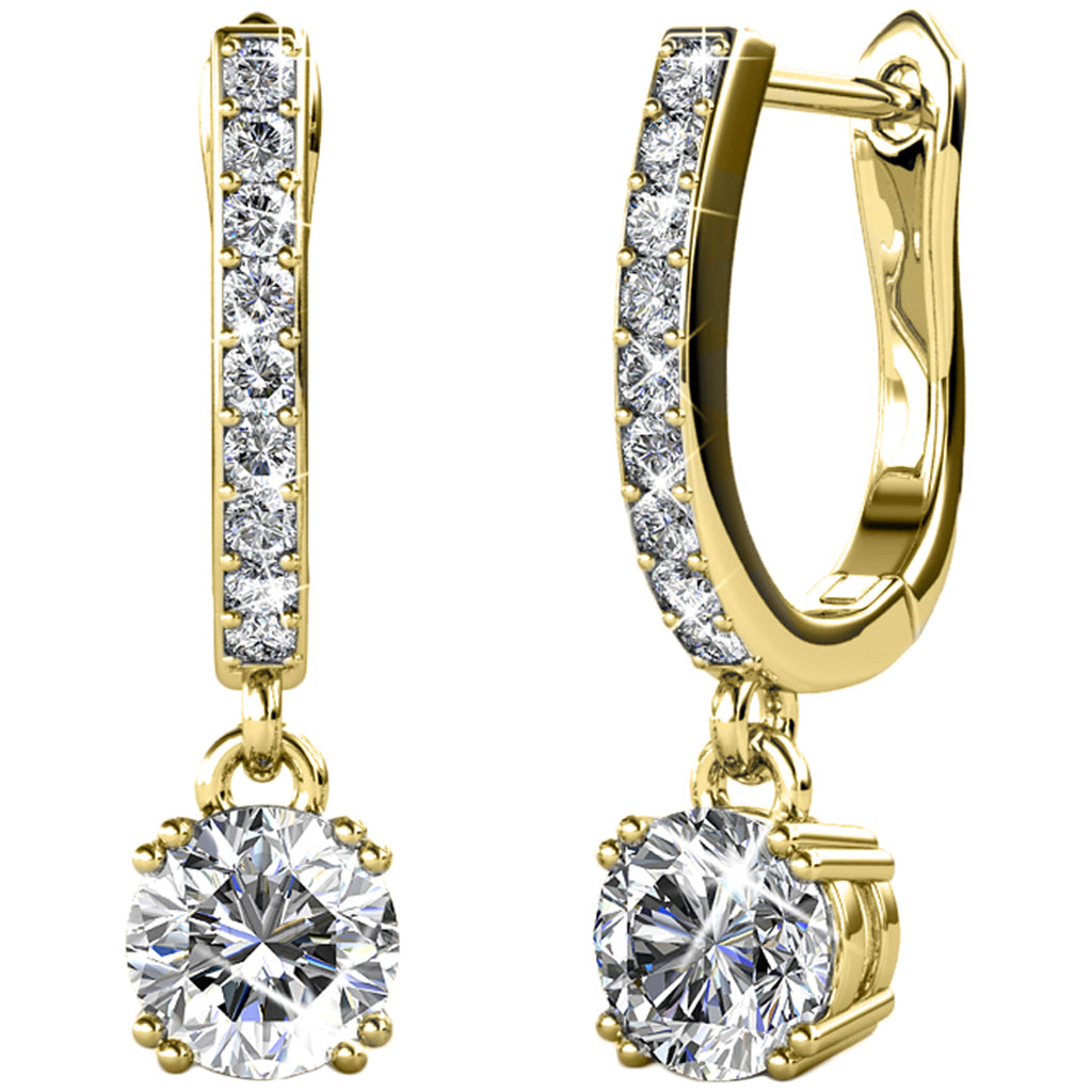 14k Yellow Gold Swarovski Earrings for Women & Men with Genuine Round –  KesleyBoutique