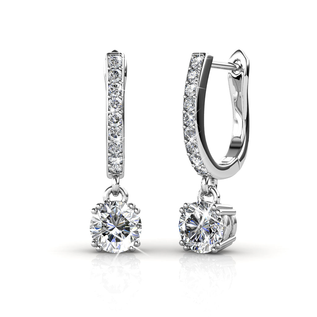 Bianca, McKenzie, Ariel 18k White Gold Plated Earrings with Simulated Diamond Crystals (3 Pair Set)