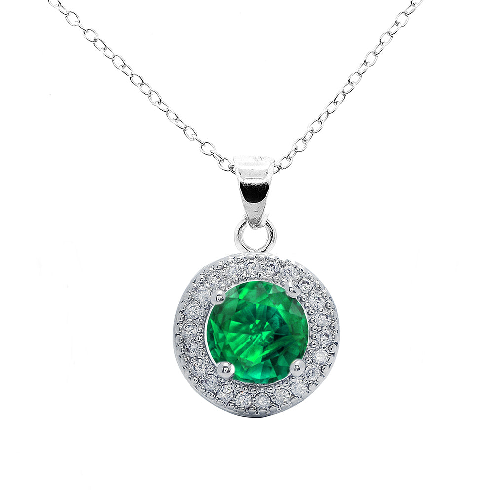 Gwendolyn 18k White Gold Plated Round Cut CZ Halo Necklace