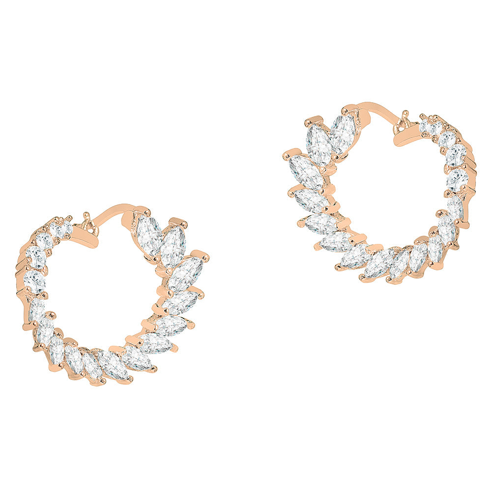 Adelyn 18k Gold Plated Sideways Hoop Earrings with Simulated Diamond Crystals